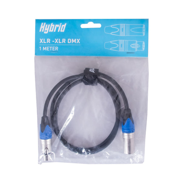 Hybrid XLR male to XLR female DMX lighting cable (1M)
