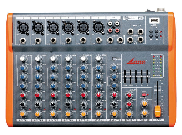 LANE GX8 - 8 CHANNEL PROFESSIONAL PASSIVE MIXING CONSOLE