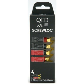 QED Screwlock ABS 4mm Banana / Spade Plug DUO Spades – 2Red/2Blk
