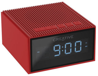 Creative Chrono - Portable Splash-proof Bluetooth Speaker and FM Radio Clock (Red)