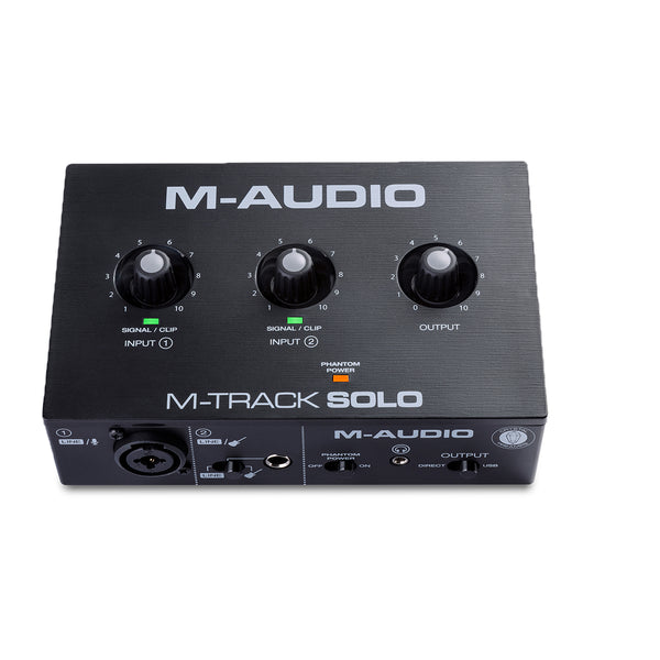 M-Audio - M-Track Solo 48-KHz, 2-channel USB Audio Interface with 1 Crystal Preamp, Phantom Power and Instrument Input