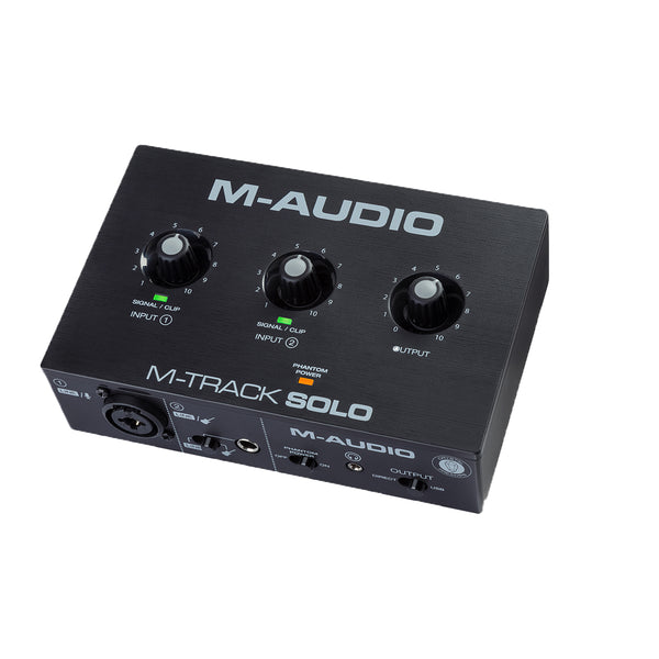 M-Audio - M-Track Solo 48-KHz, 2-channel USB Audio Interface with 1 Crystal Preamp, Phantom Power and Instrument Input